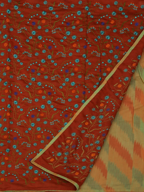 Pothys Maroon Embroidered Cotton Blend Saree