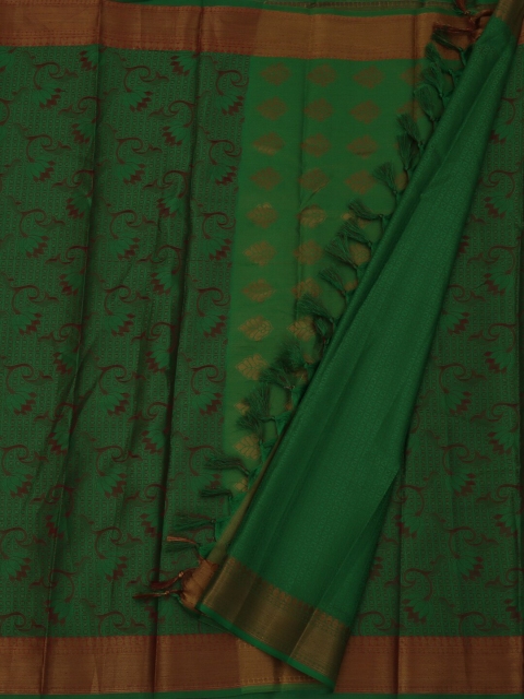 Pothys Green Printed Cotton Blend Saree