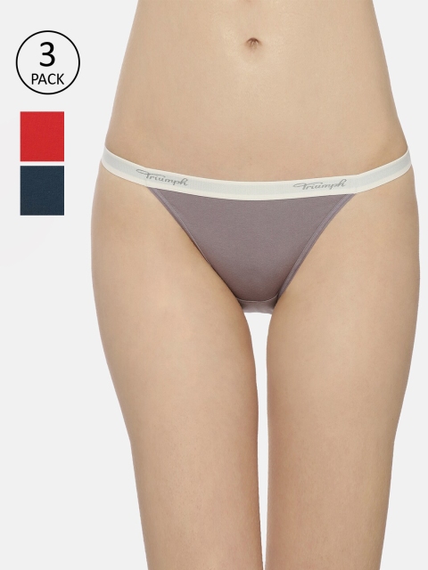 Triumph Pack of 3 Stretty Cotton 141 Everyday Comfort Tanga Brief, Red