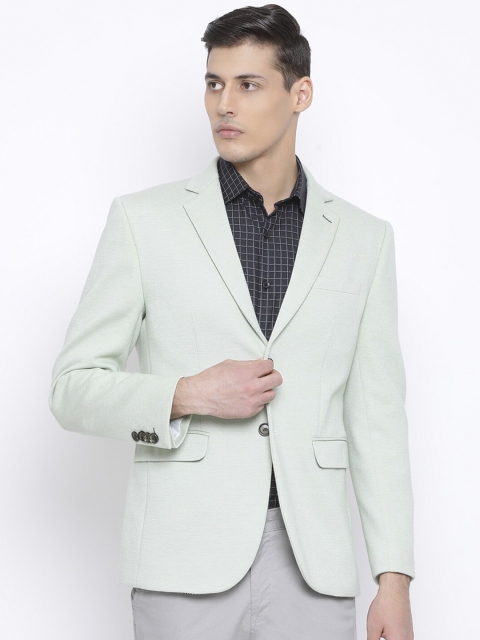 Richlook Men Green Solid Regular-Fit Single-Breasted Smart Casual Blazer