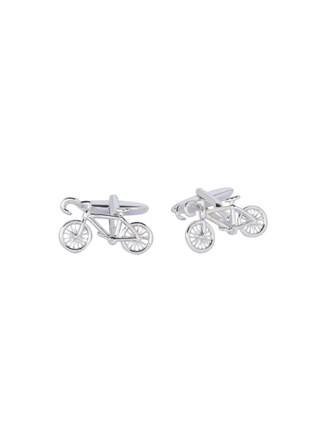 shaze Silver-Toned Quirky Bicycle Cufflinks