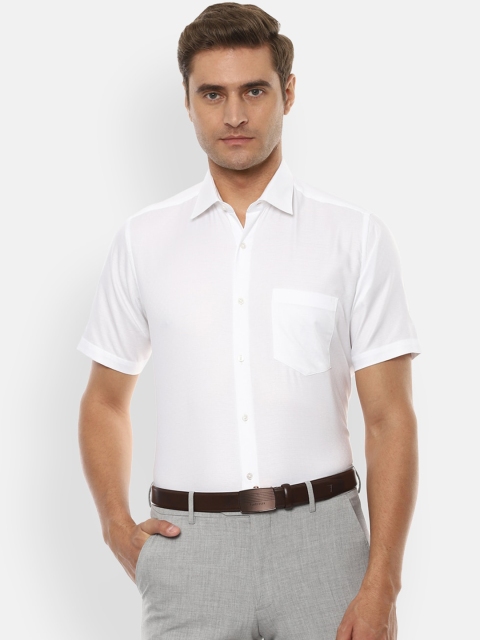 Van Heusen Men White Slim Fit Solid Formal Shirt