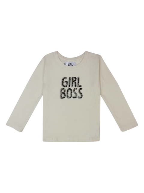FLENZA Girls Grey Printed Round Neck T-shirt