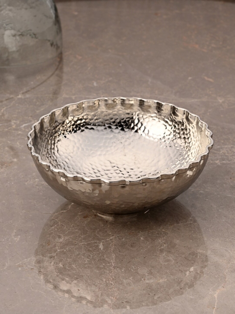 Pure Home and Living Silver Medium Hammered Decorative Bowl