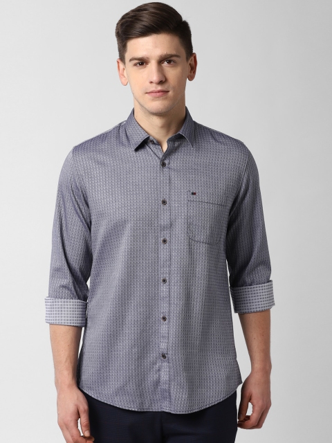 Peter England Casuals Men Grey Slim Fit Printed Casual Shirt