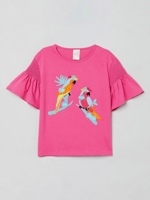 max Girls Pink Printed Top