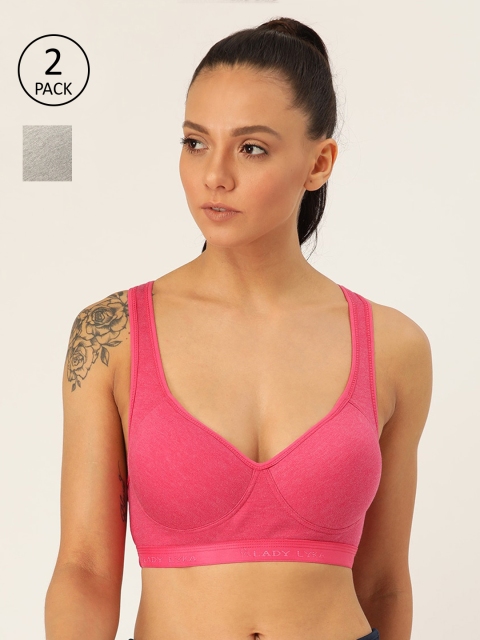 Lady Lyka Pack Of 2 Pink & Grey Non-Wired Lightly Padded Workout Bras PROVOGUE-FCA-GRYM
Lady Lyka Pack Of 2 Pink & Grey Non-Wired Lightly Padded Workout Bras PROVOGUE-FCA-GRYM