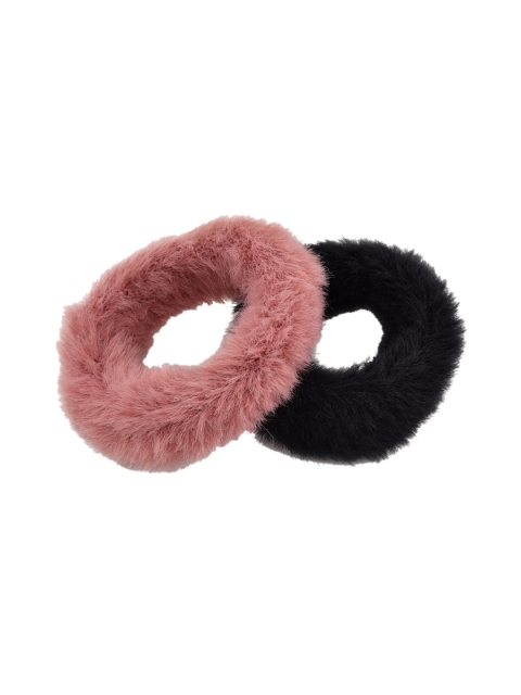 ToniQ Set of 2 Fur Ponytail Holders, Pink