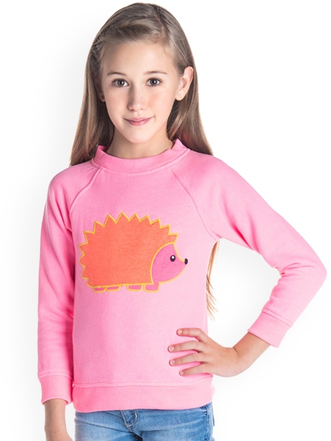 Cherry Crumble Girls Pink Printed Sweatshirt