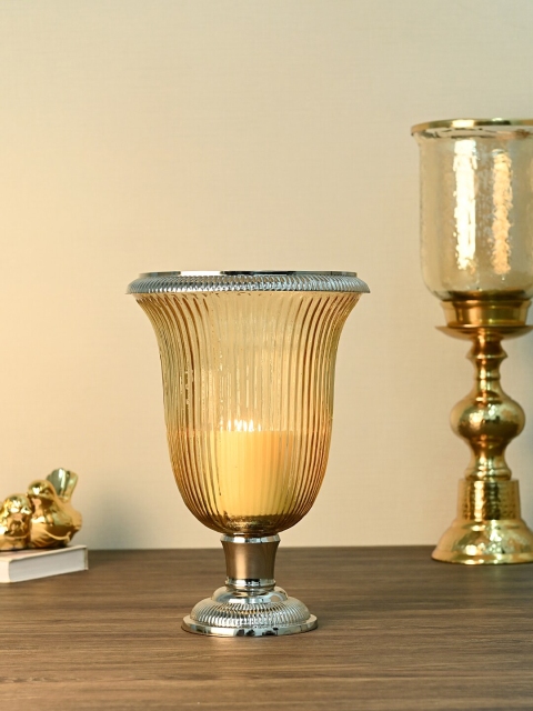 Pure Home and Living Silver-Toned Large Golden Angel Hurricane Candle Holder