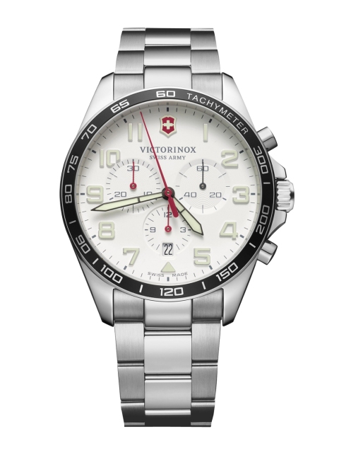Victorinox Men White & Silver-Toned Chronograph Analogue Watch 241856