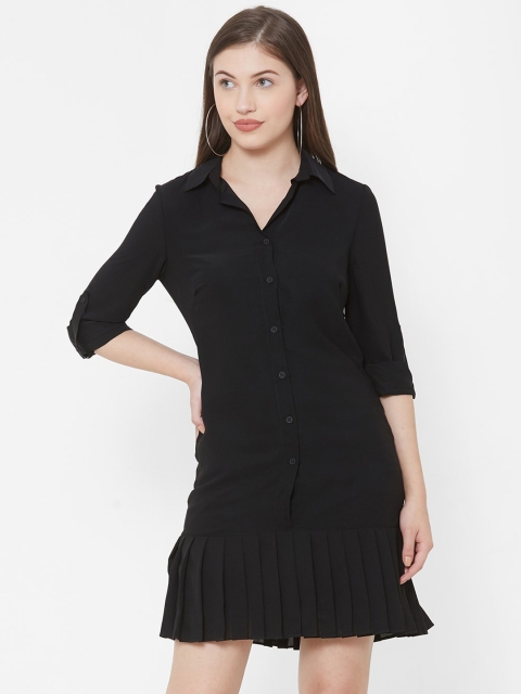 bebe Women Black Solid Shirt Dress