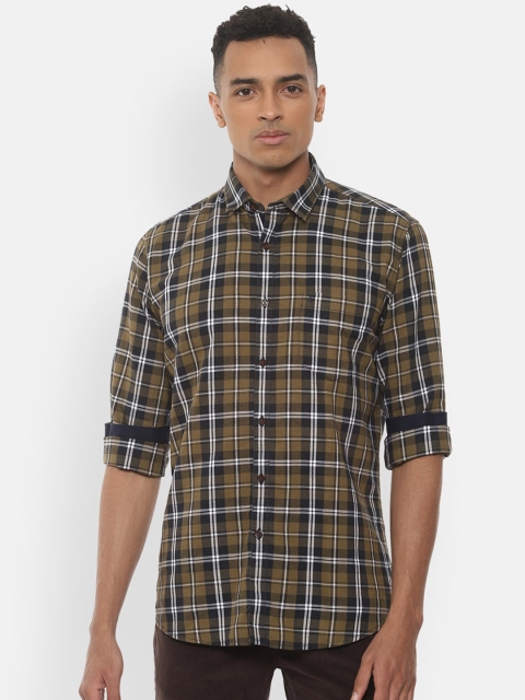 Van Heusen Sport Men Brown & White Slim Fit Checked Casual Shirt