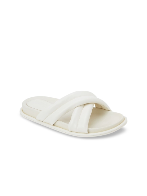 CHARLES & KEITH Women Cream-Coloured Solid Open Toe Flats