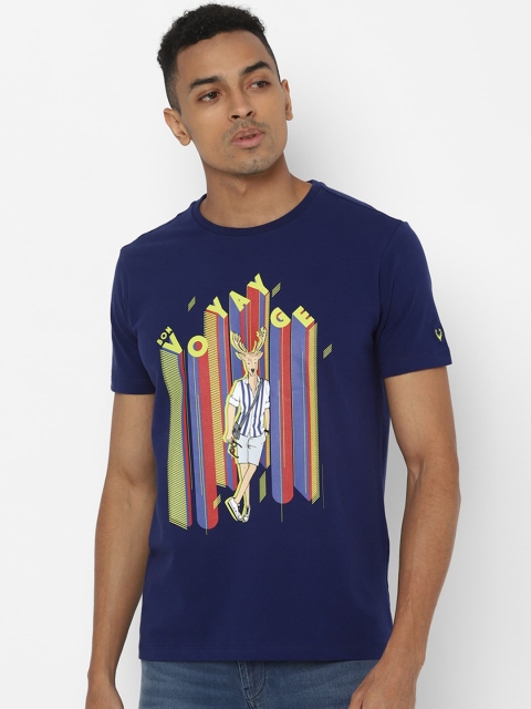 Solly Jeans Co. Men Navy Blue Printed Round Neck T-shirt