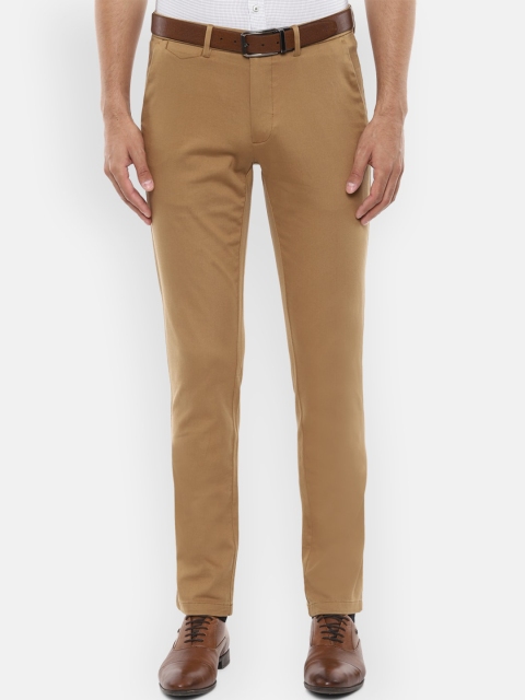 Van Heusen Men Khaki Slim Fit Solid Regular Trousers