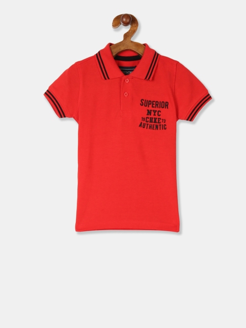 Cherokee Boys Red & Black Embroidered Polo Collar T-shirt