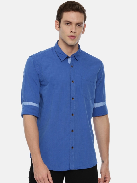 ARISER Men Blue Regular Fit Solid Casual Shirt