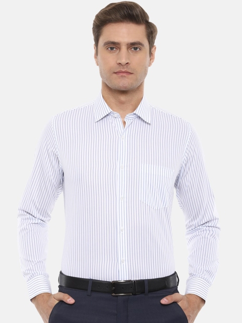 Van Heusen Men White Slim Fit Striped Formal Shirt
