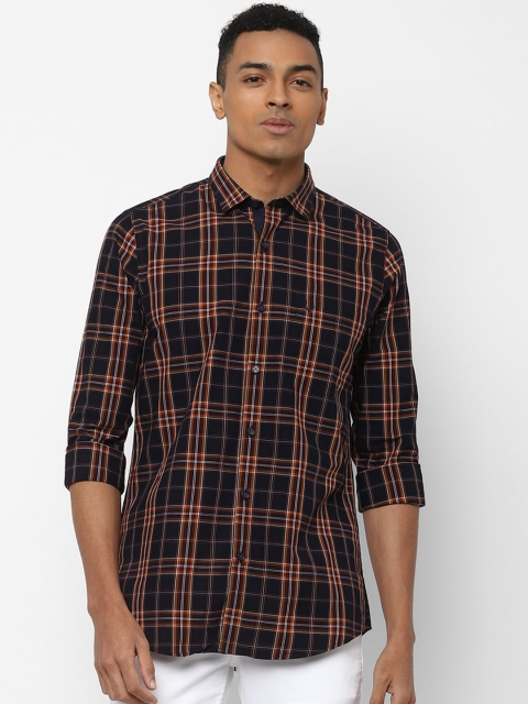 Allen Solly Men Black & Red Regular Fit Checked Casual Shirt
