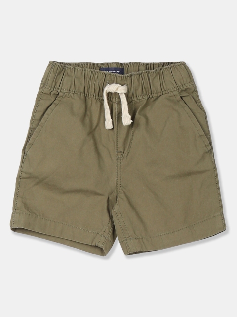 The Childrens Place Boys Olive Green Solid Regular Fit Shorts