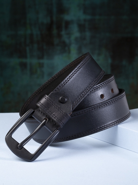 Teakwood Leathers Men Black Textured Belt