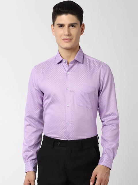Peter England Elite Men Purple Regular Fit Self Design Formal Shirt