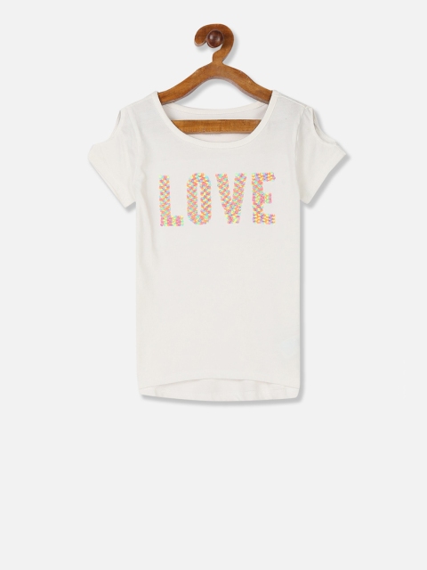 The Childrens Place Girls White Sequinned Top