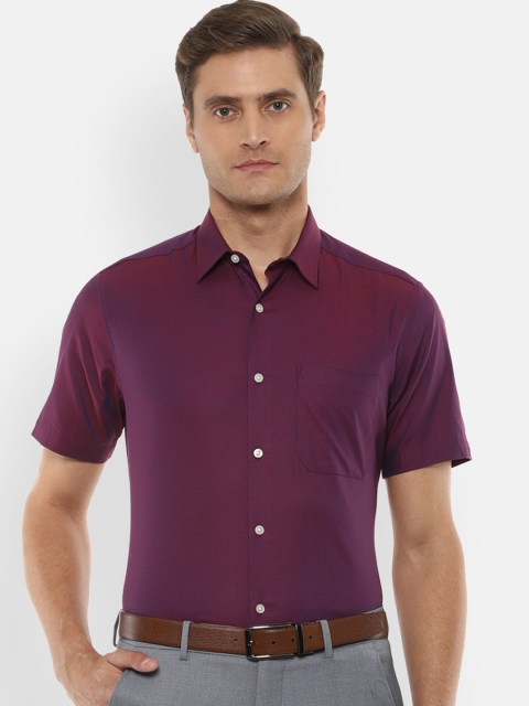 Louis Philippe Men Purple Regular Fit Solid Formal Shirt