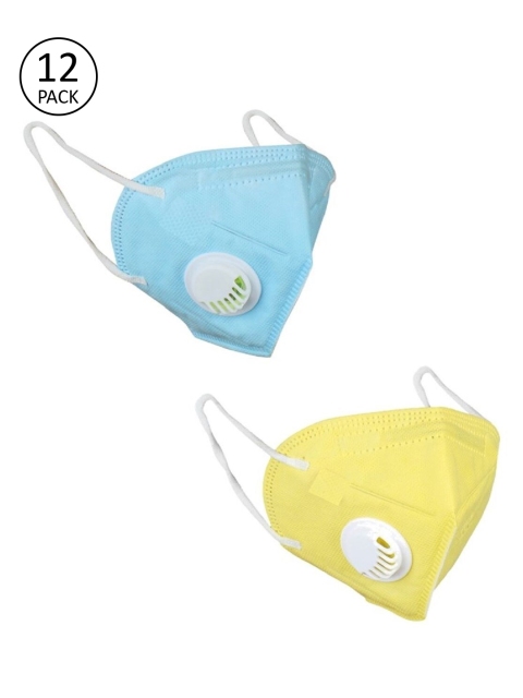 OOMPH Unisex 12 Pcs Anti-Pollution 5-Layer Reusable Valved KN95 Masks, Blue