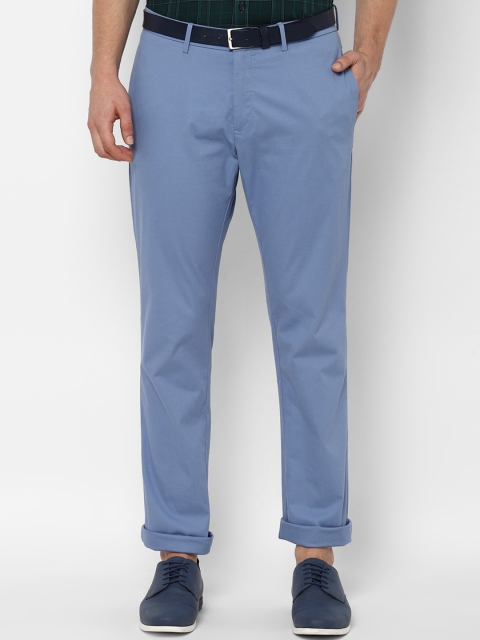 Allen Solly Men Blue Regular Fit Self Design Regular Trousers