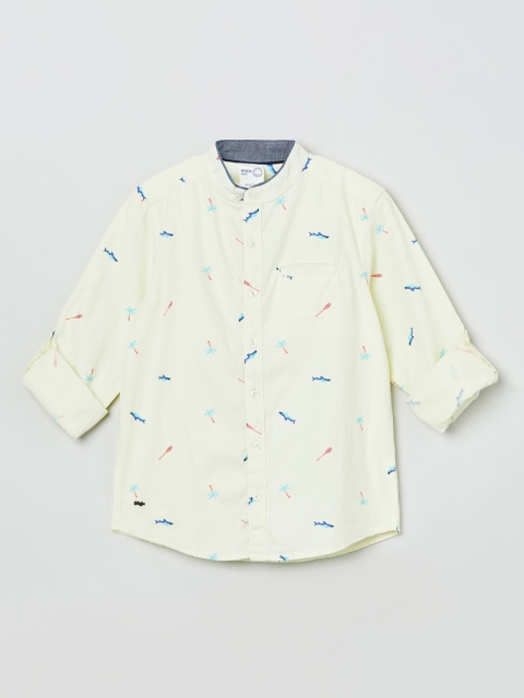 max Boys Yellow Regular Fit Printed Casual Shirt