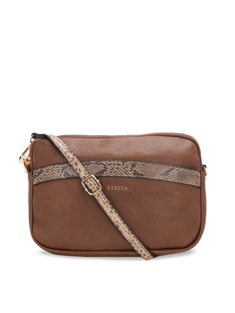 ESBEDA Brown Solid Sling Bag