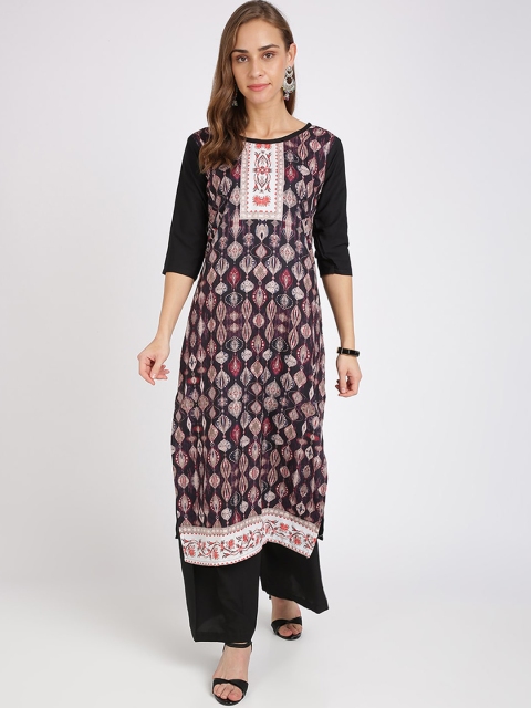 Florence Women Black & Beige Printed Kurta with Palazzos