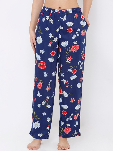 Heart 2 Heart Women Navy Blue Printed Lounge Pants