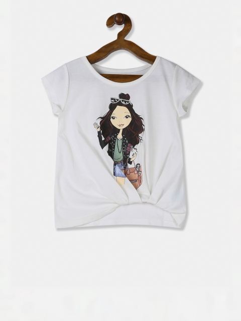 The Childrens Place Girls White Printed Top