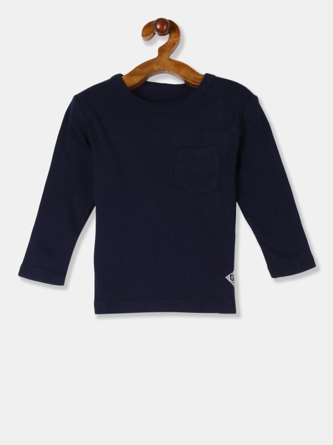 GAP Toddler Boy Navy Blue Solid Long Sleeve Pocket Tee