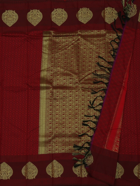 Pothys Red & Gold Art Silk Printed Saree