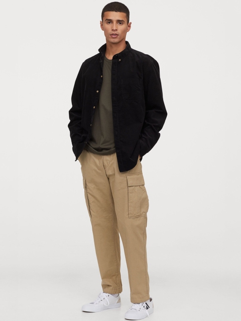 H&M Men Pure Cotton Cargo Trousers, Beige