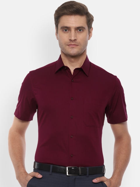 Louis Philippe Men Maroon Regular Fit Self Design Formal Shirt