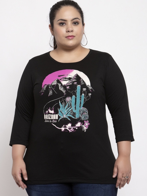 plusS Women Black Printed Top