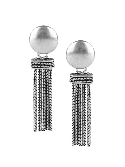 DESI COLOUR Silver-Toned Classic Drop Earrings