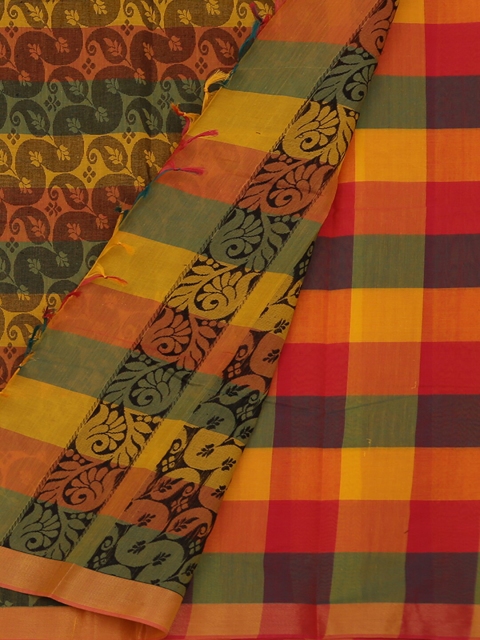 Pothys Multicoloured Woven Design Pure Cotton Saree, Multi