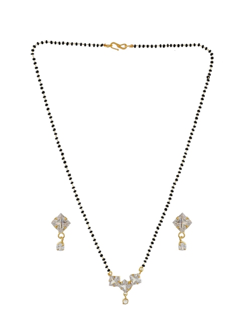 Silvermerc Designs Women Gold-Plated & AD Stone-Studded Mangalsutra with Earrings, Black
Silvermerc Designs Women Gold-Plated & AD Stone-Studded Mangalsutra with Earrings, Black