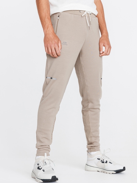Kalenji By Decathlon Men Cream-Coloured Regular Fit Solid Joggers
