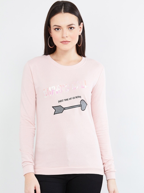 max Women Pink Printed Sweatshirt