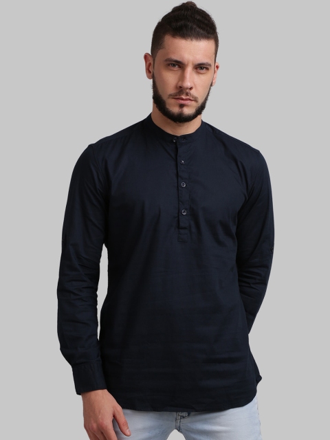 Parx Men Navy Blue Regular Fit Solid Casual Shirt