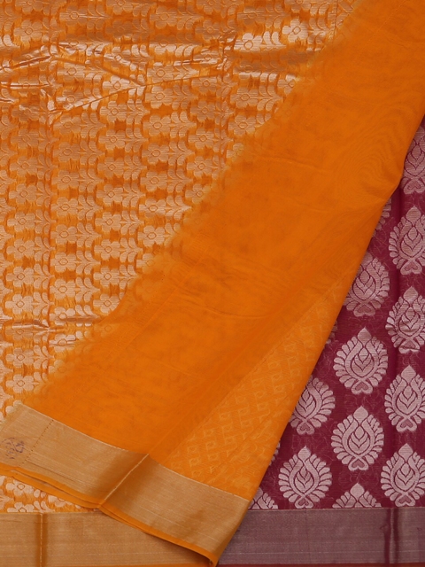 Pothys Pink & Orange Silk Cotton Woven Design Saree