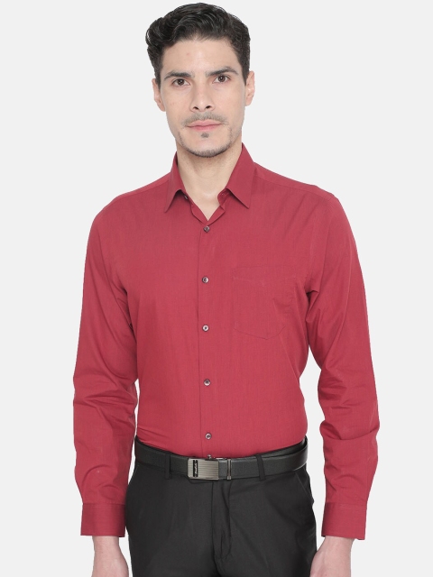 J Hampstead Men Red Slim Fit Solid Casual Shirt