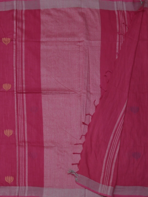 Pothys Magenta Embroidered Linen Blend Saree